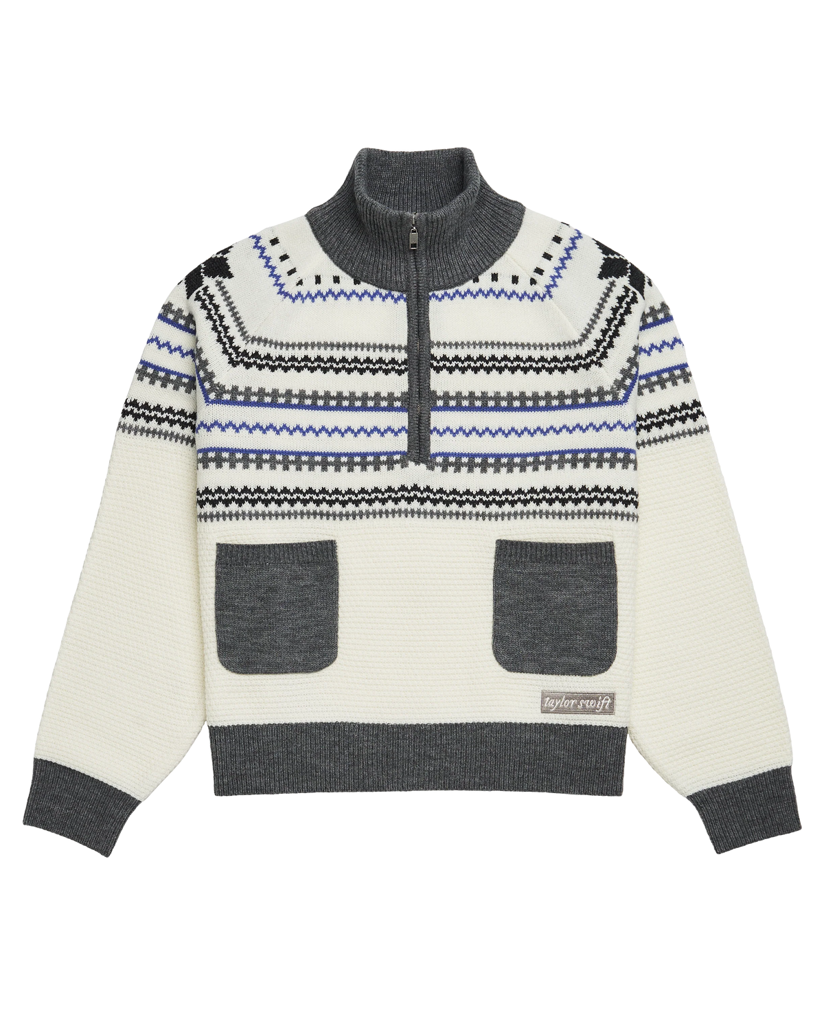 Folklore Album Quarter Zip Up Sweater