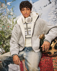 Folklore Album Gray Faux Shearling Jacket