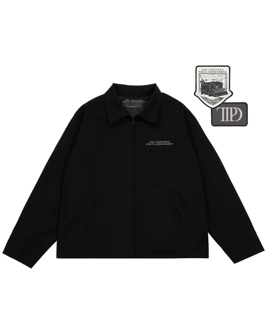 The Tortured Poets Department Black Jacket & 2 Patch Set Bundle